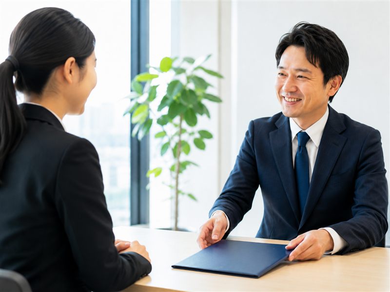 向かい合って個別相談をする様子